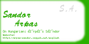 sandor arpas business card